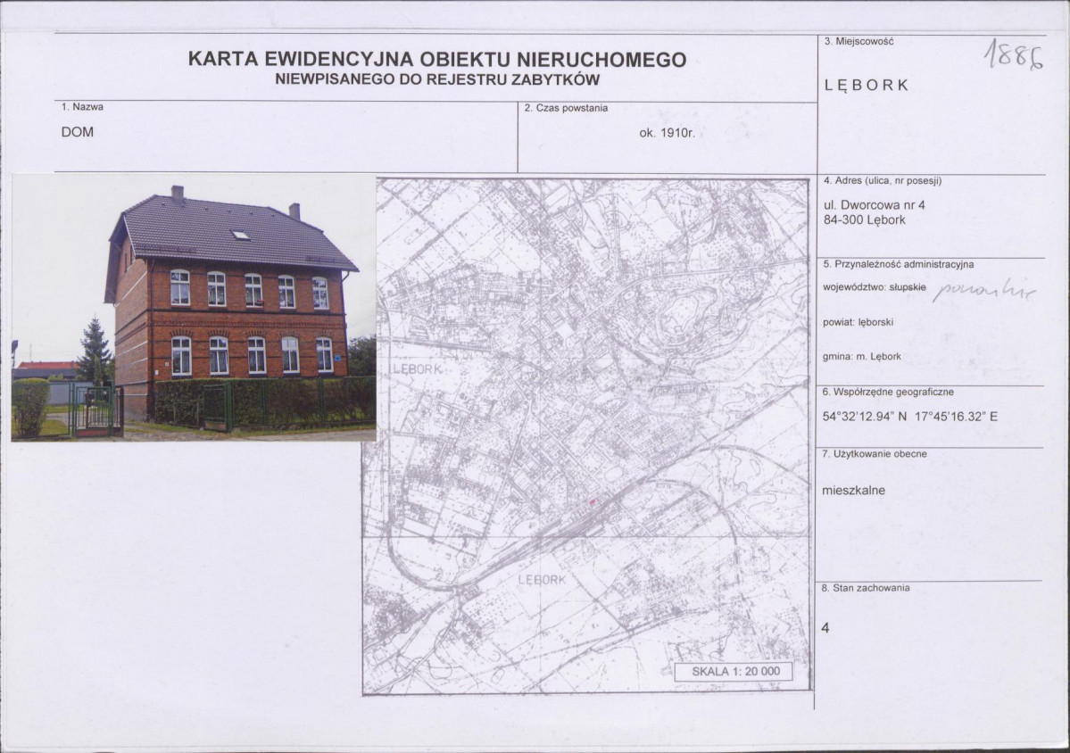Karta obiektu niewpisanego do rejestru, skan nr 1