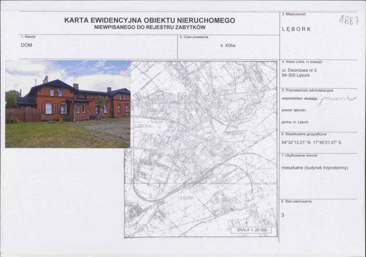 Karta obiektu niewpisanego do rejestru, skan nr 1