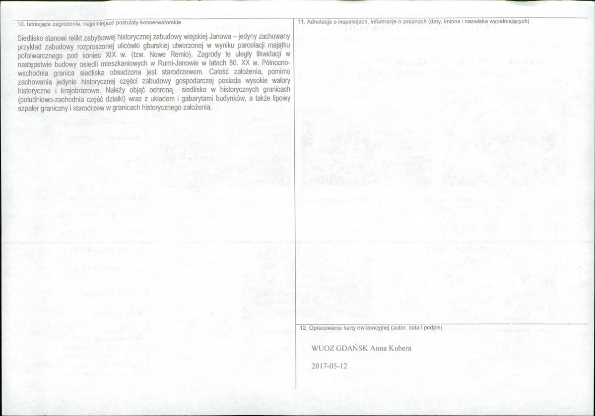 Karta obiektu niewpisanego do rejestru, skan nr 2