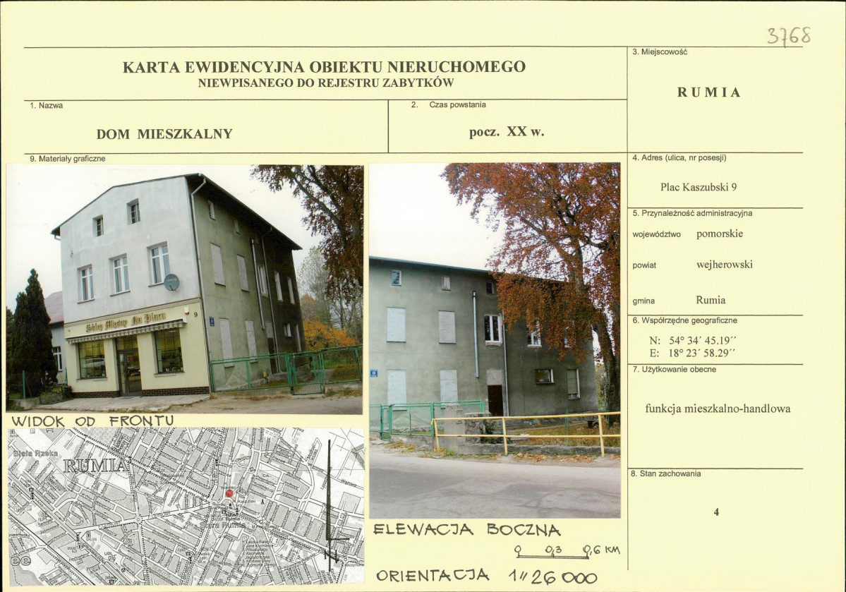 Karta obiektu niewpisanego do rejestru, skan nr 1