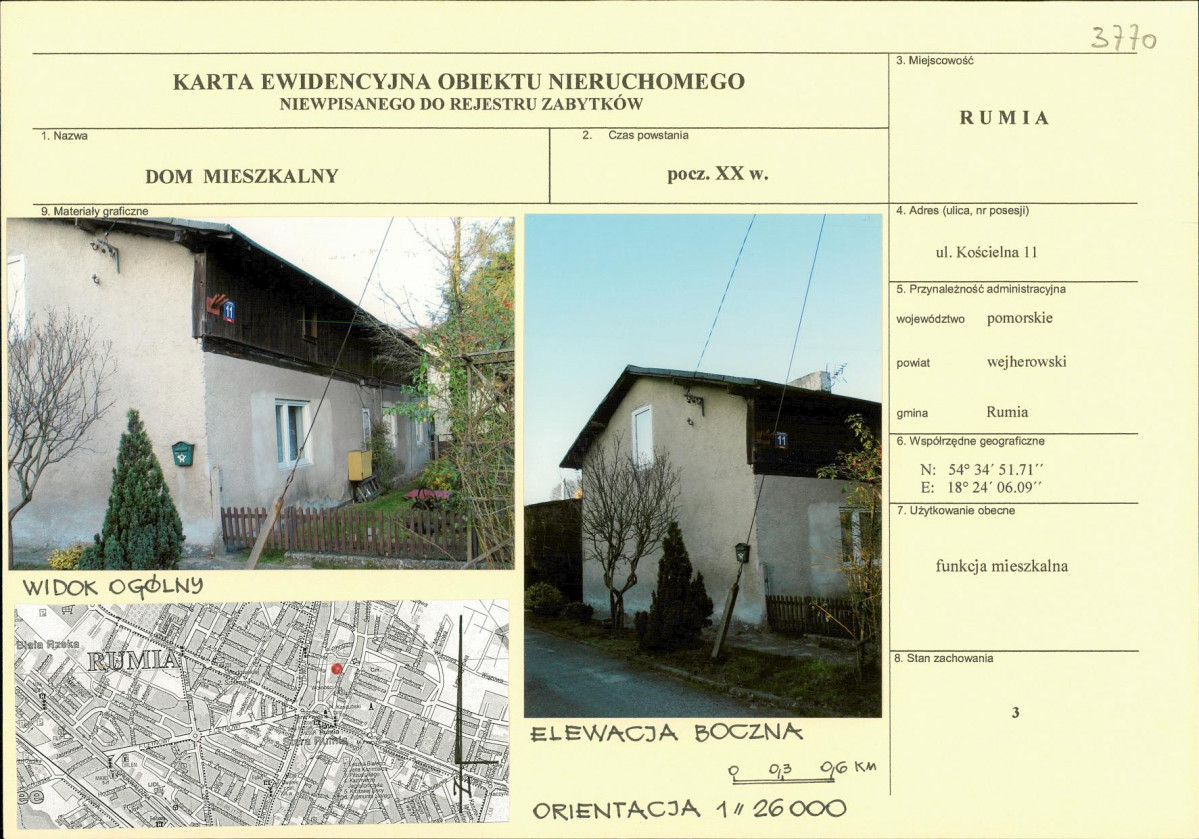 Karta obiektu niewpisanego do rejestru, skan nr 1