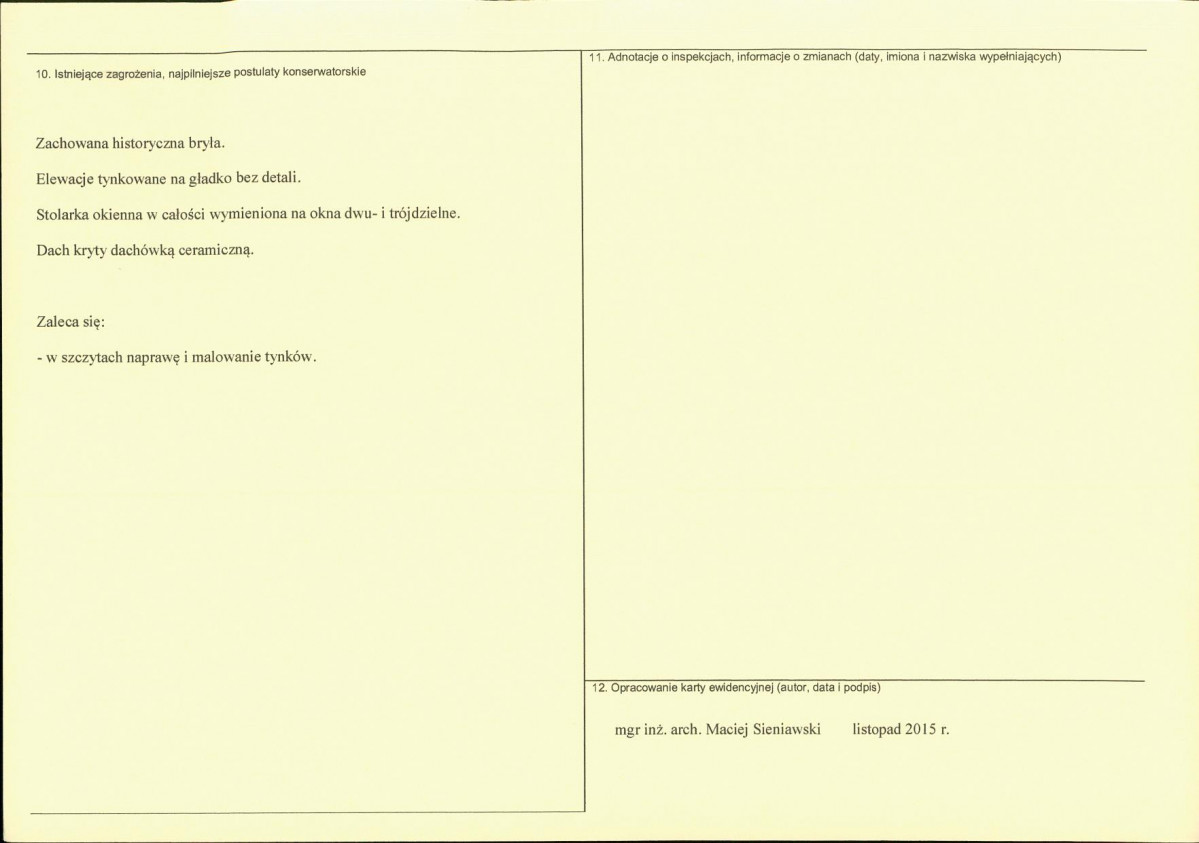 Karta obiektu niewpisanego do rejestru, skan nr 2