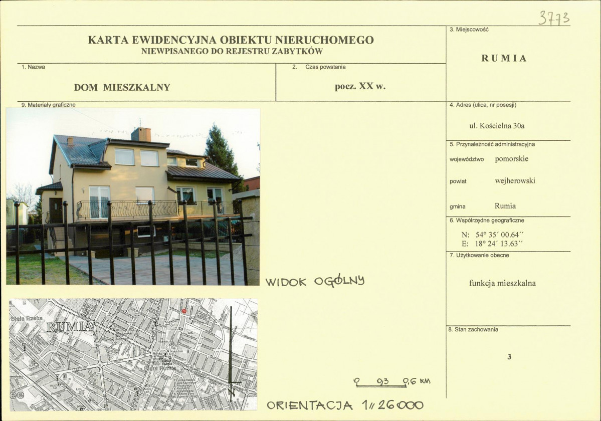 KEZN - Karta obiektu niewpisanego do rejestru, skan nr 1