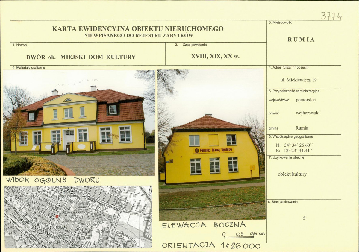 Karta obiektu niewpisanego do rejestru, skan nr 1