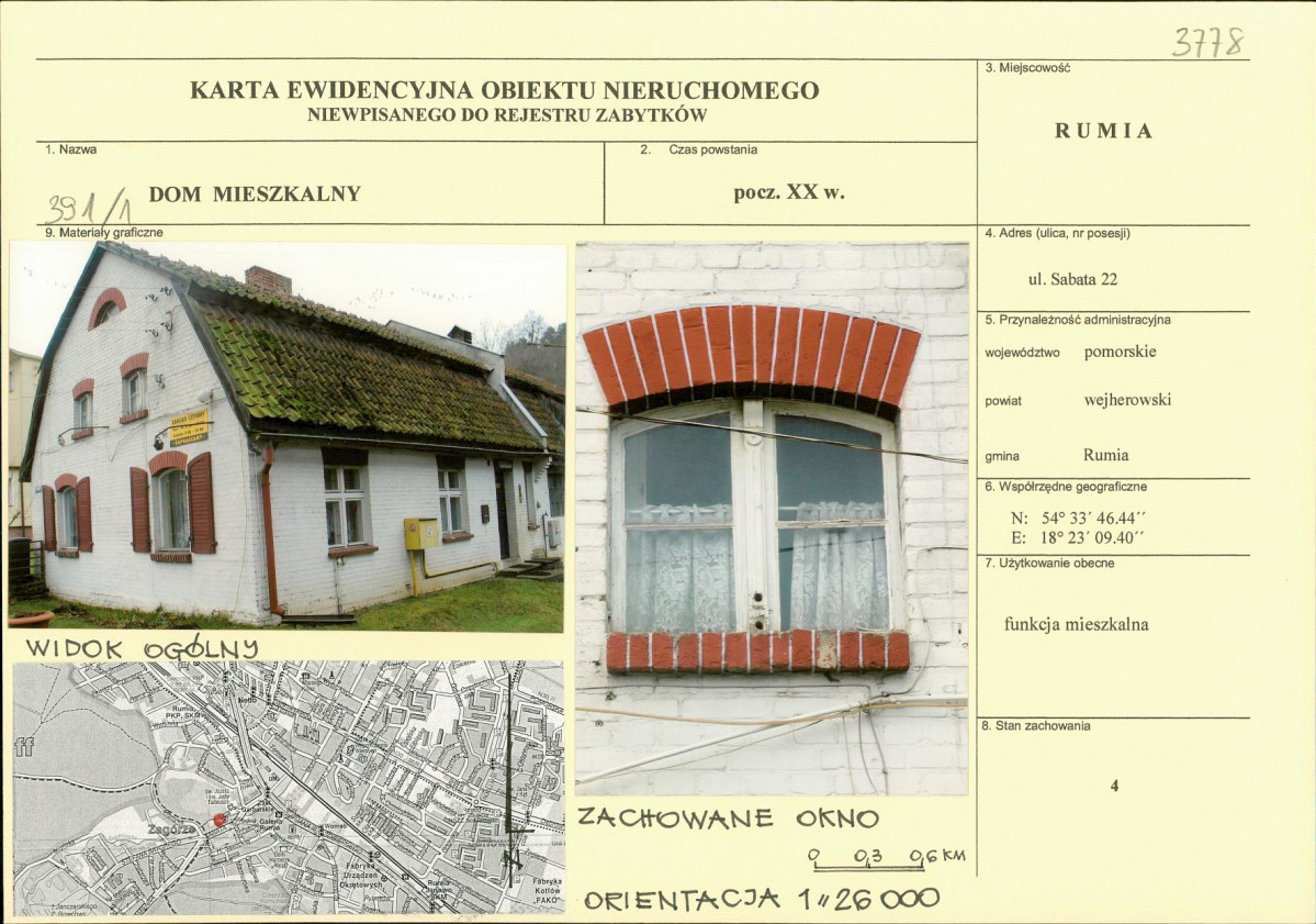 Karta obiektu niewpisanego do rejestru, skan nr 1