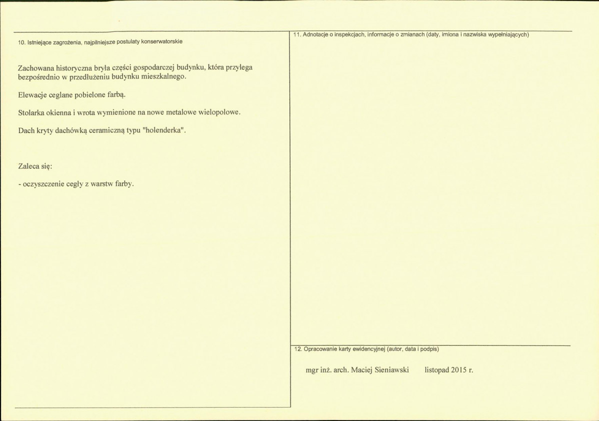 Karta obiektu niewpisanego do rejestru, skan nr 2