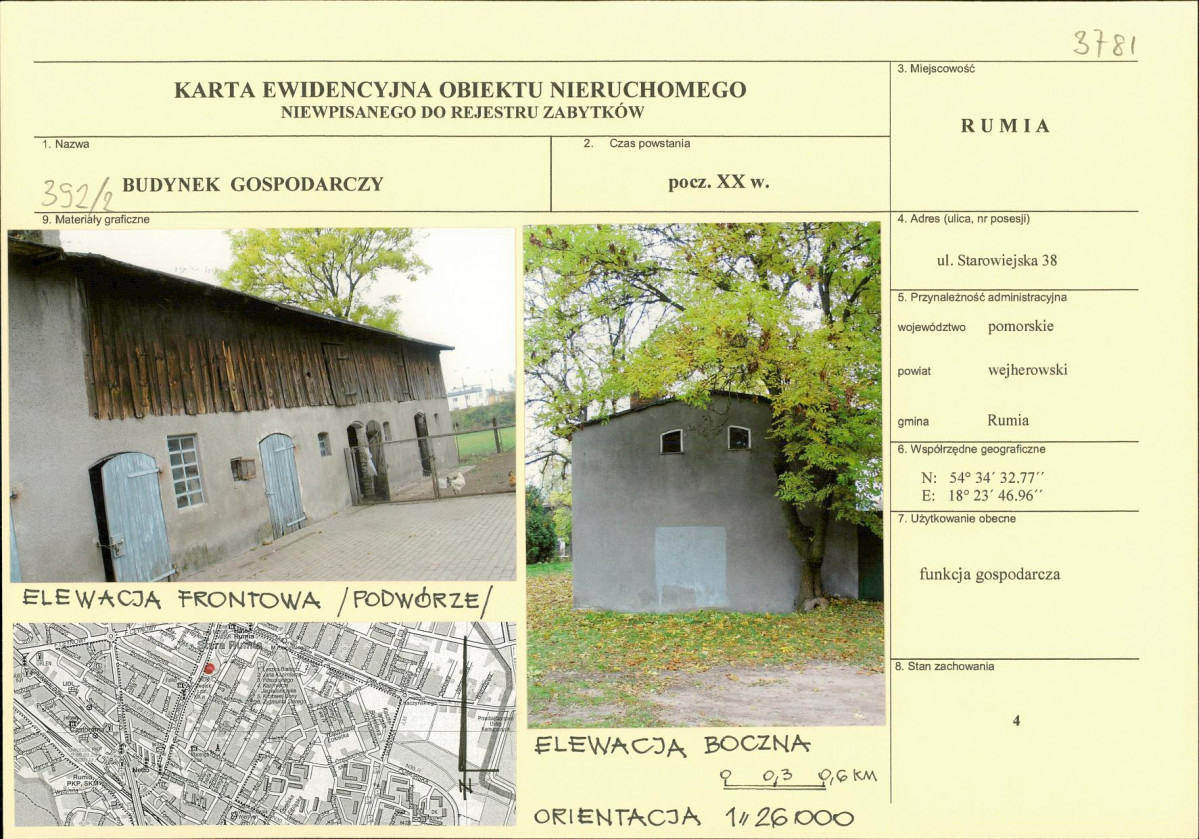 Karta obiektu niewpisanego do rejestru, skan nr 1