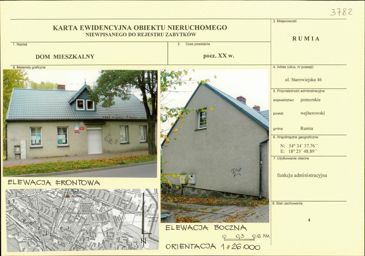 Karta obiektu niewpisanego do rejestru, skan nr 1