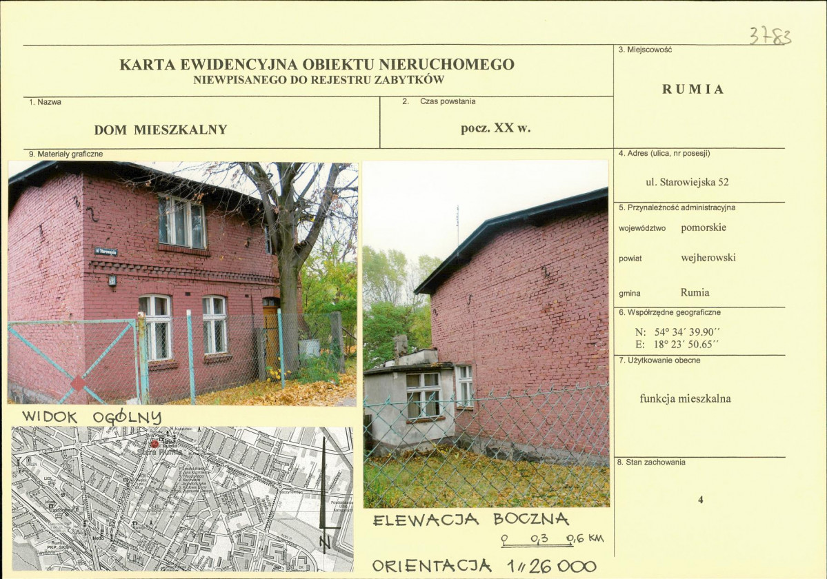 Karta obiektu niewpisanego do rejestru, skan nr 1