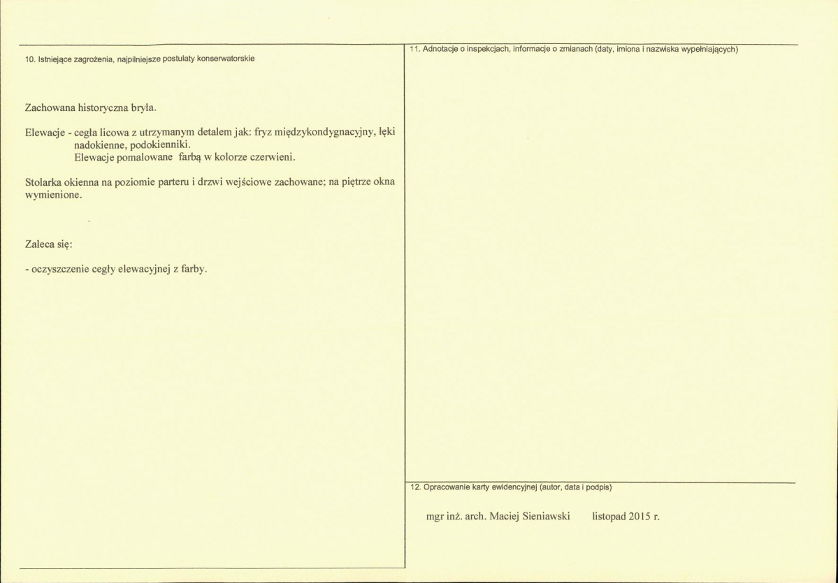 Karta obiektu niewpisanego do rejestru, skan nr 2