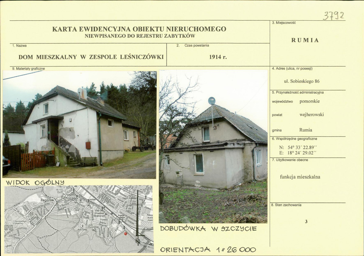Karta obiektu niewpisanego do rejestru, skan nr 1