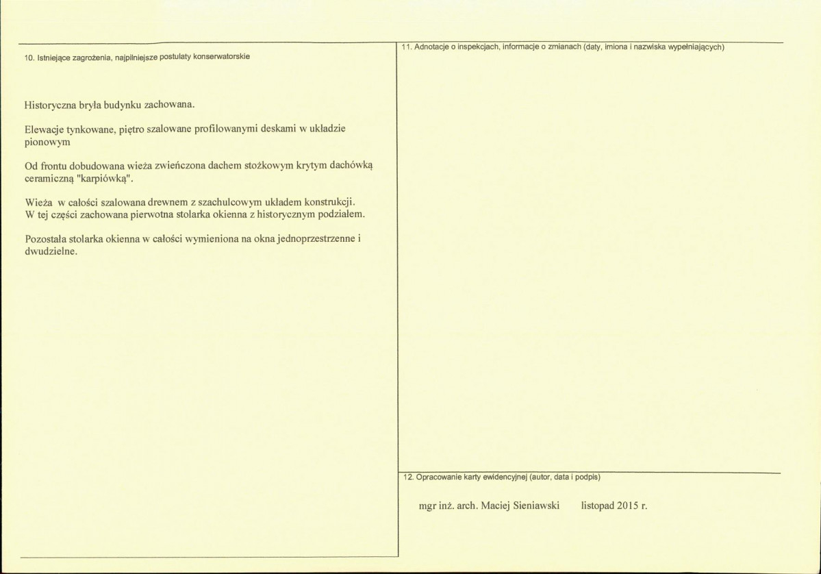 Karta obiektu niewpisanego do rejestru, skan nr 2