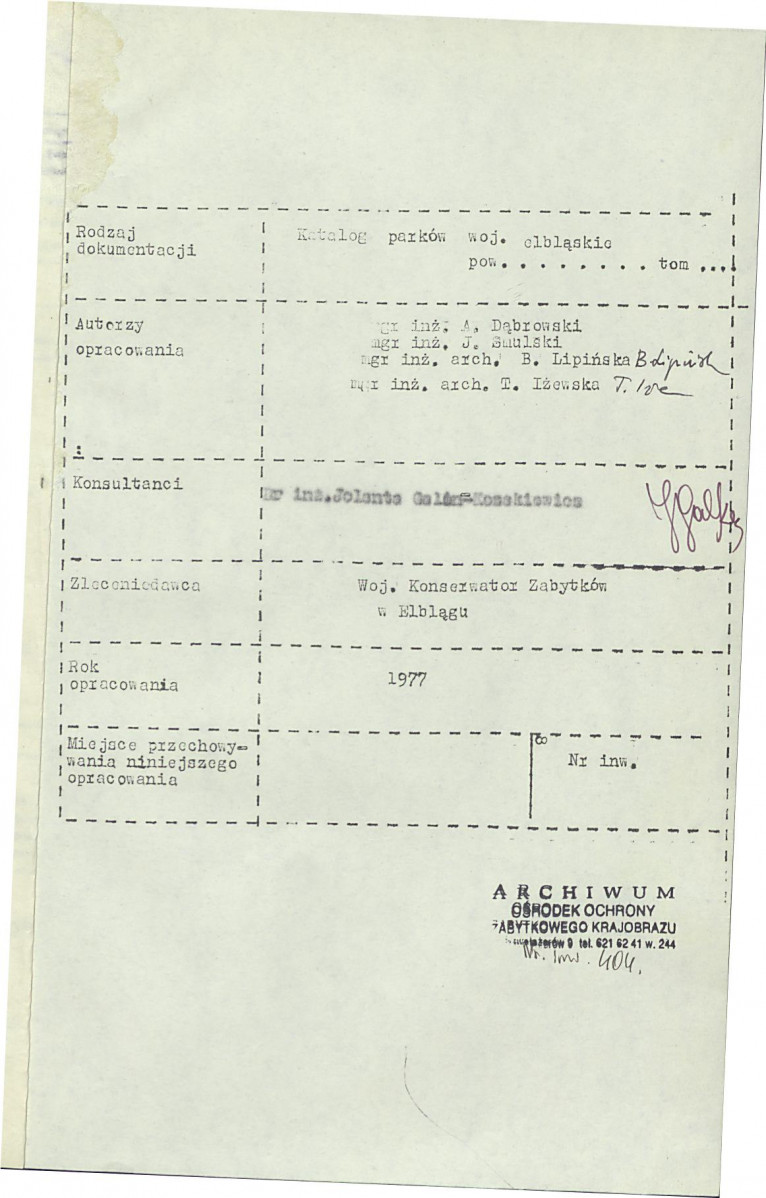 EP - Ewidencja parkowa, skan nr 4