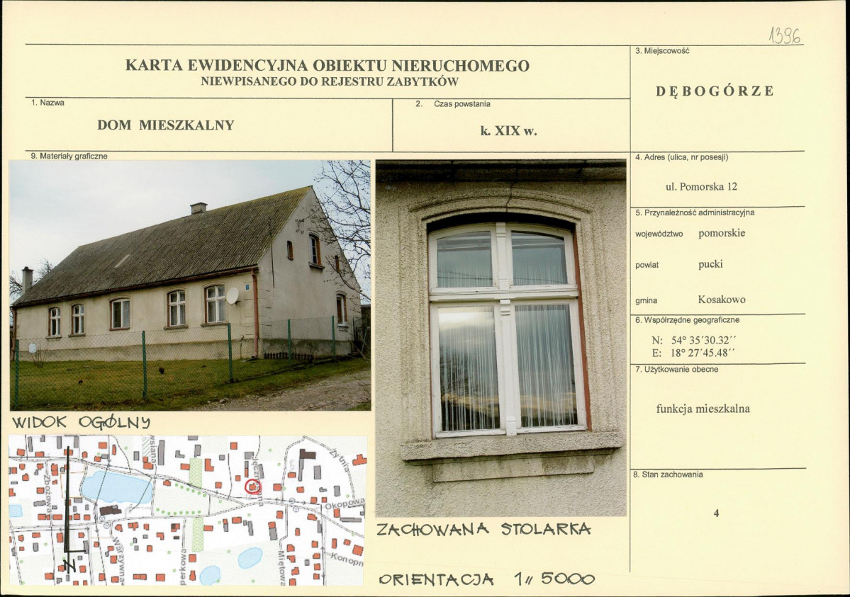 Karta obiektu niewpisanego do rejestru, skan nr 1