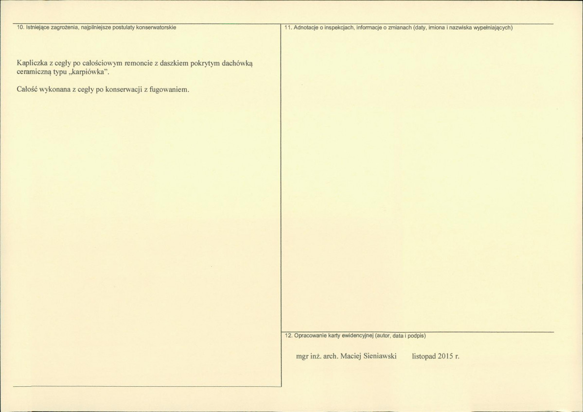 Karta obiektu niewpisanego do rejestru, skan nr 2