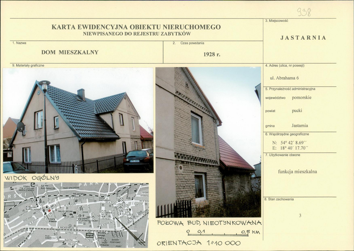 Karta obiektu niewpisanego do rejestru, skan nr 1