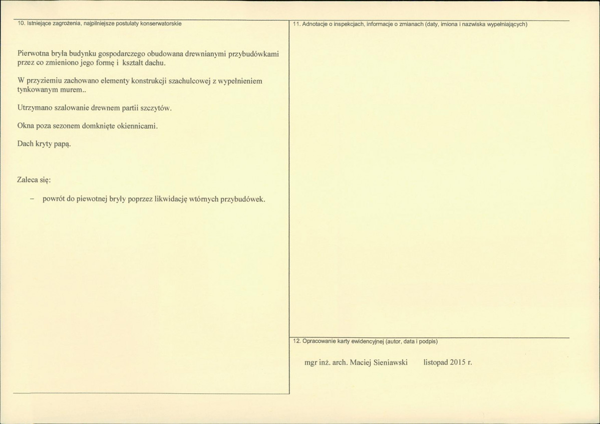 Karta obiektu niewpisanego do rejestru, skan nr 2