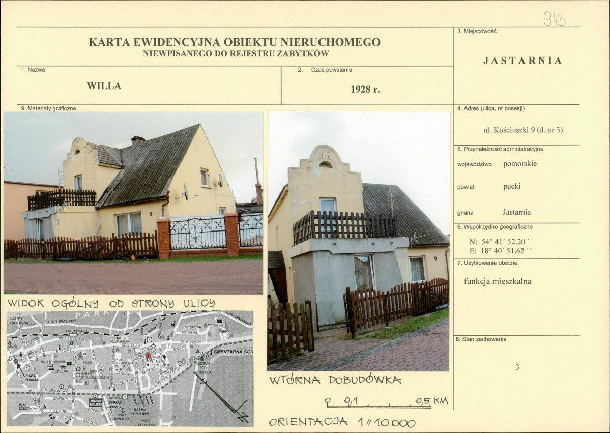 Karta obiektu niewpisanego do rejestru, skan nr 1