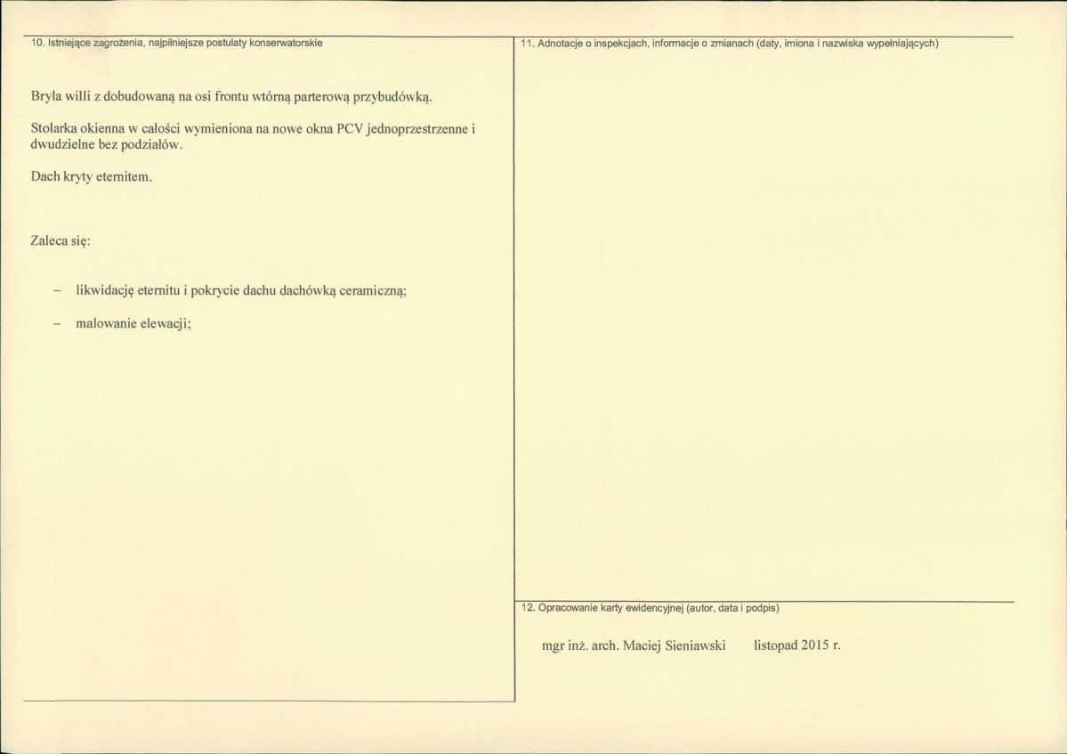 Karta obiektu niewpisanego do rejestru, skan nr 2