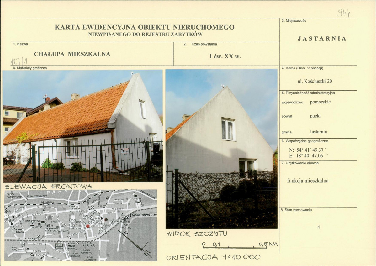 Karta obiektu niewpisanego do rejestru, skan nr 1