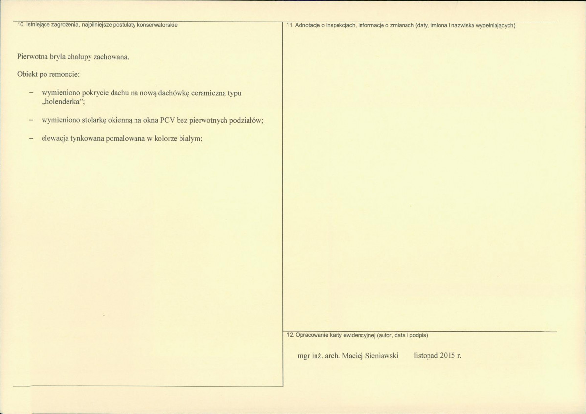 Karta obiektu niewpisanego do rejestru, skan nr 2