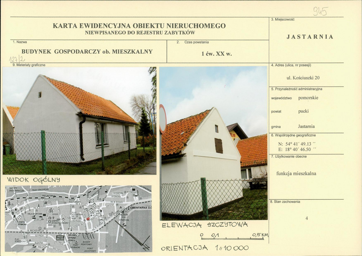 Karta obiektu niewpisanego do rejestru, skan nr 1