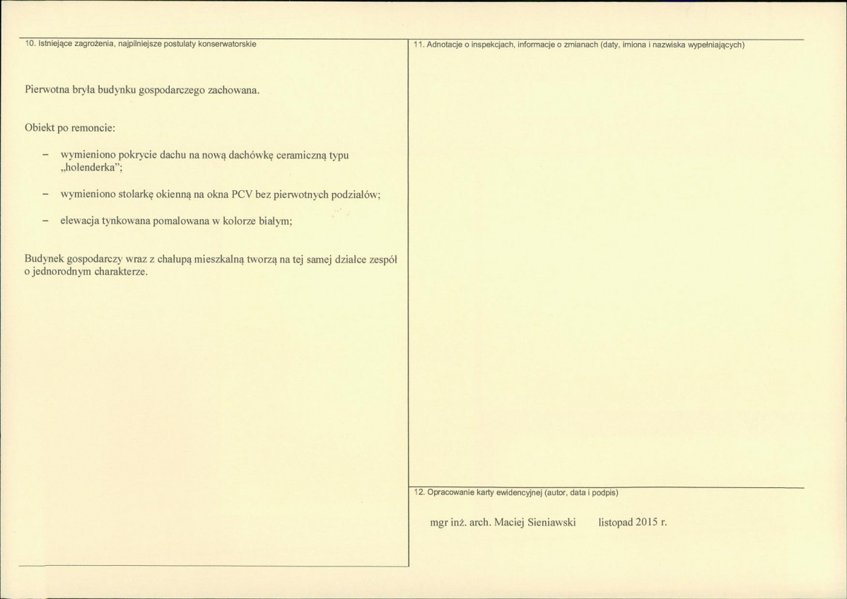 Karta obiektu niewpisanego do rejestru, skan nr 2