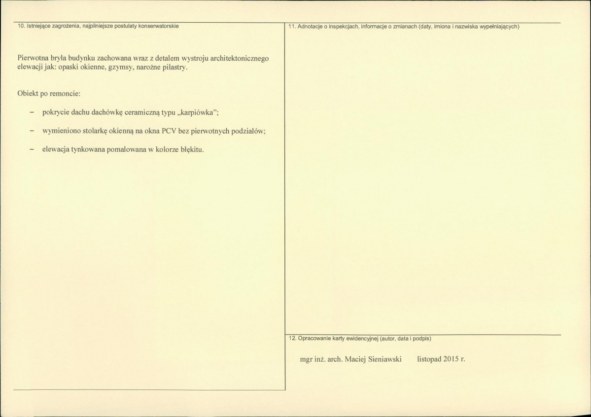 Karta obiektu niewpisanego do rejestru, skan nr 2