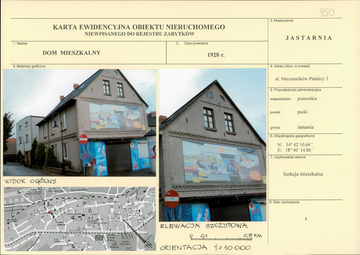 Karta obiektu niewpisanego do rejestru, skan nr 1