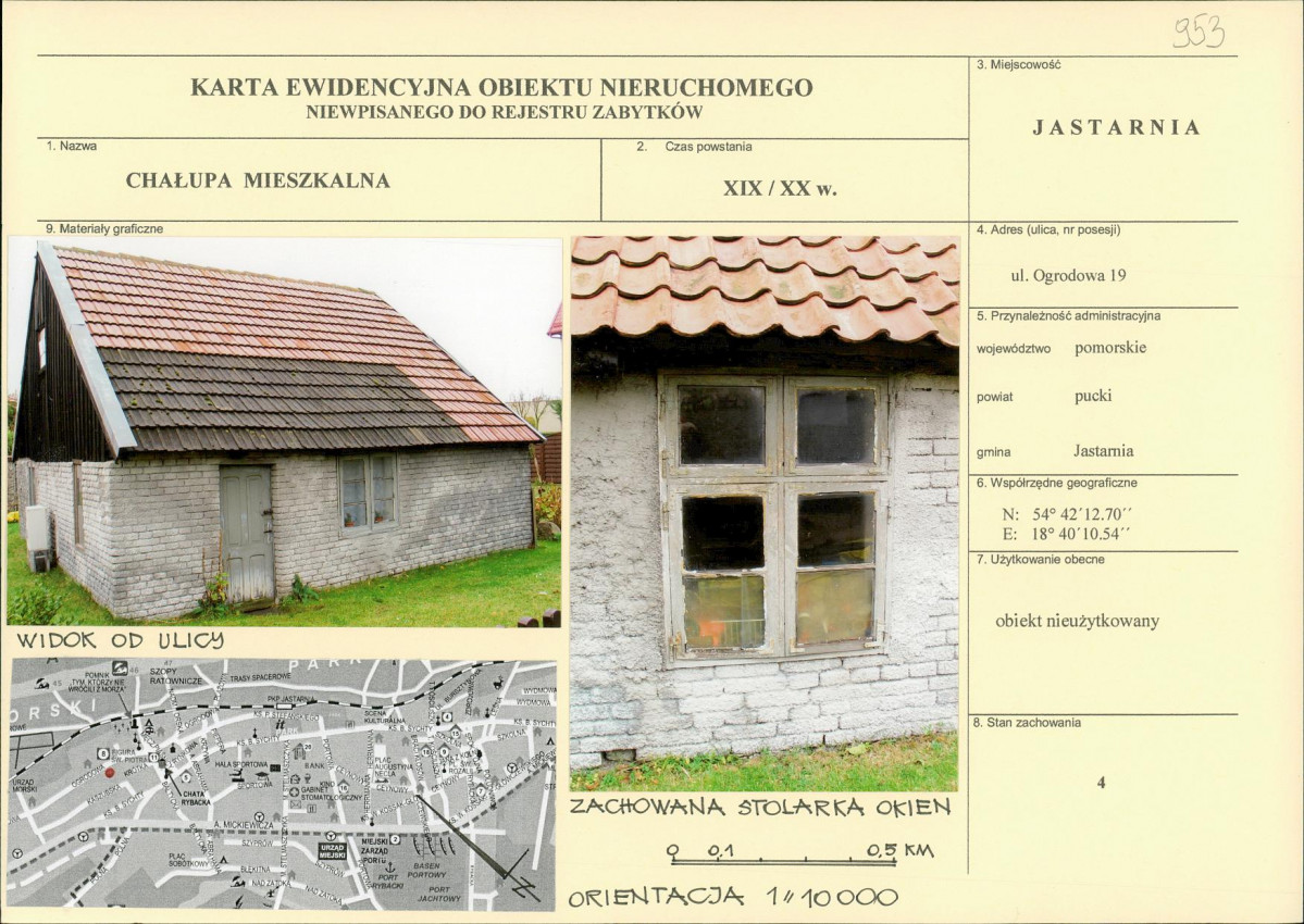 Karta obiektu niewpisanego do rejestru, skan nr 1