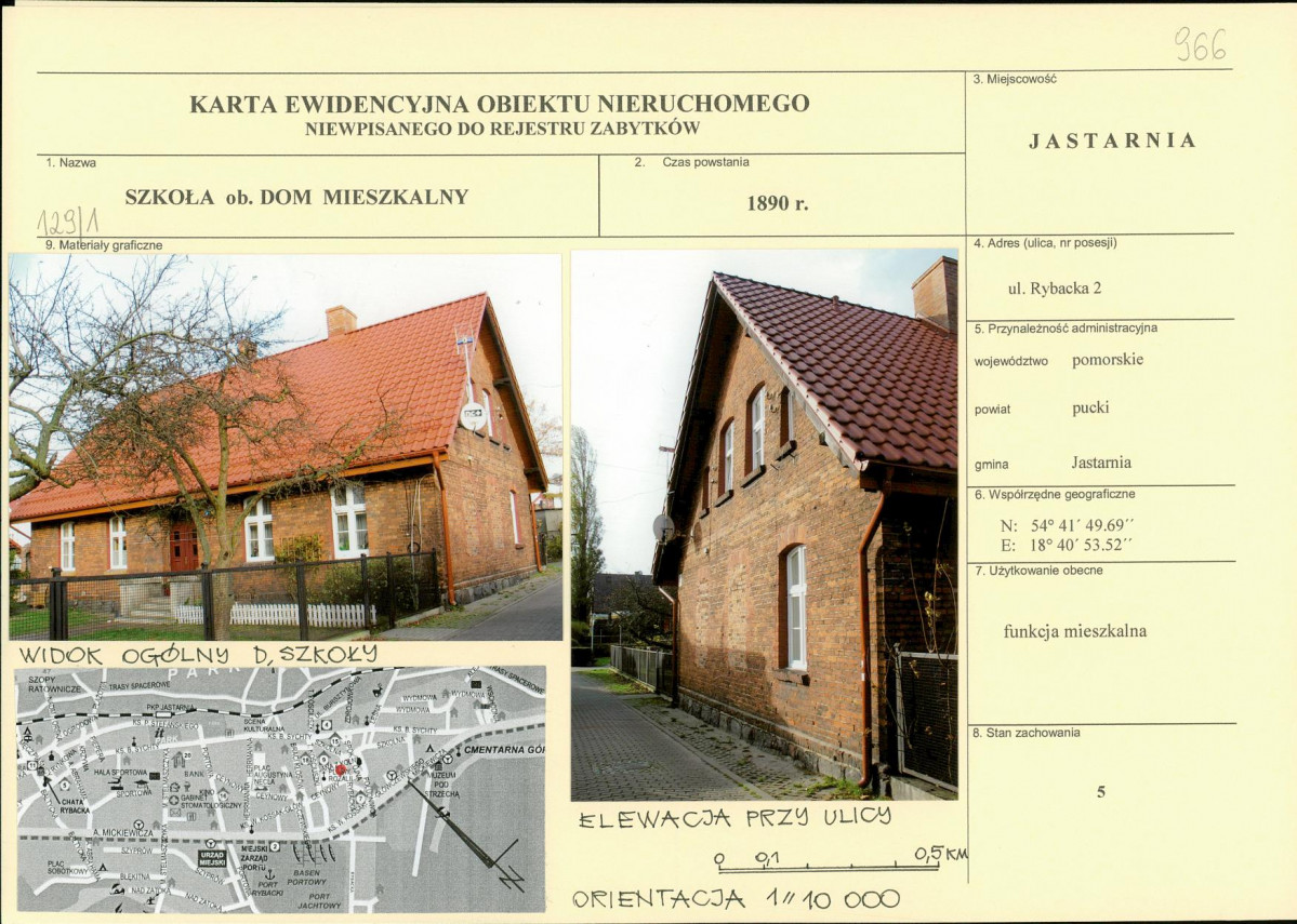 Karta obiektu niewpisanego do rejestru, skan nr 1