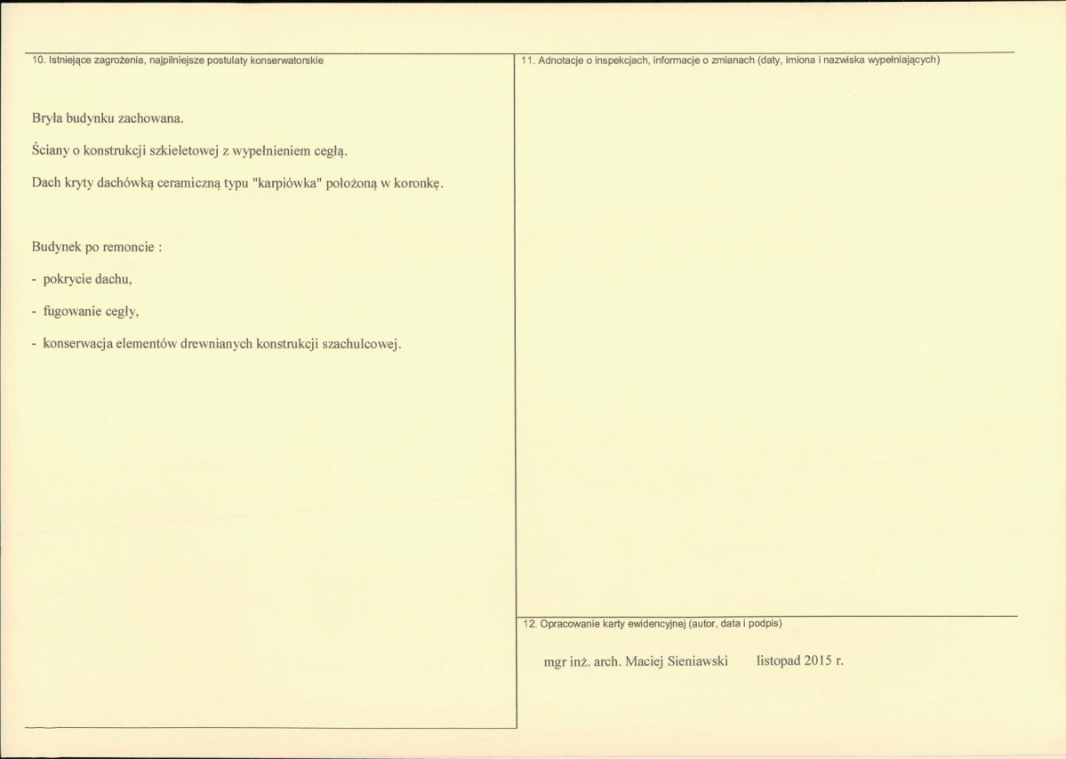 Karta obiektu niewpisanego do rejestru, skan nr 2