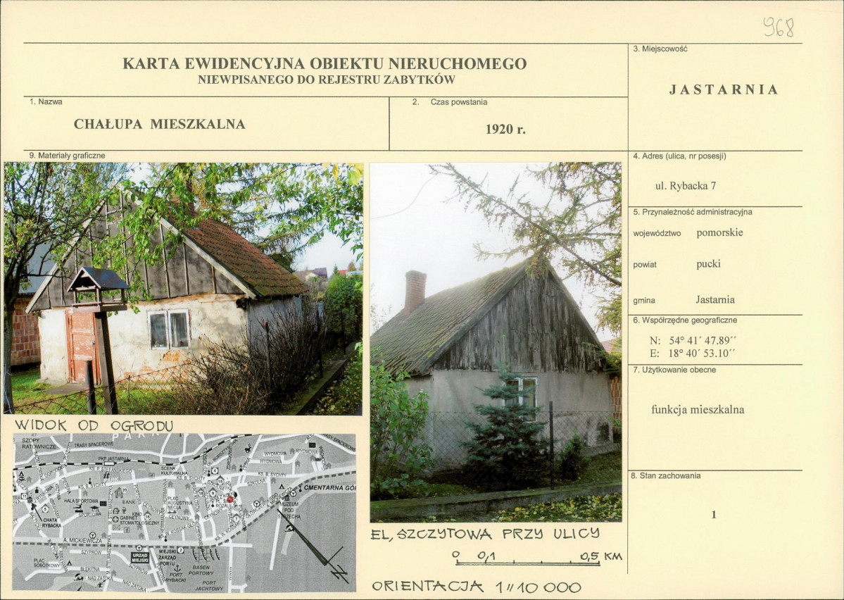 Karta obiektu niewpisanego do rejestru, skan nr 1