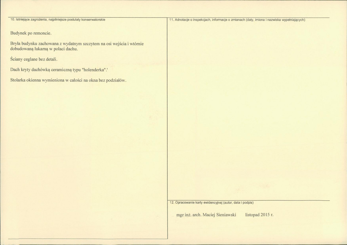 Karta obiektu niewpisanego do rejestru, skan nr 2