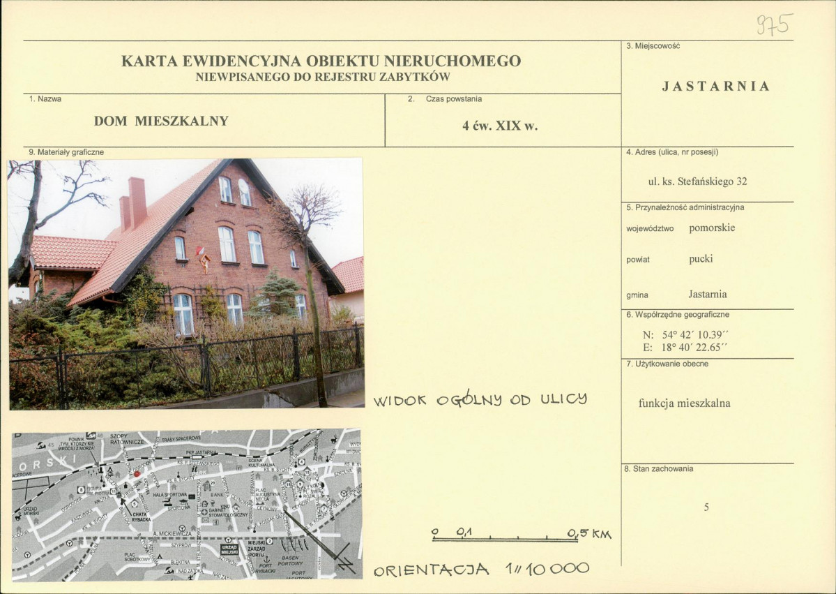 Karta obiektu niewpisanego do rejestru, skan nr 1