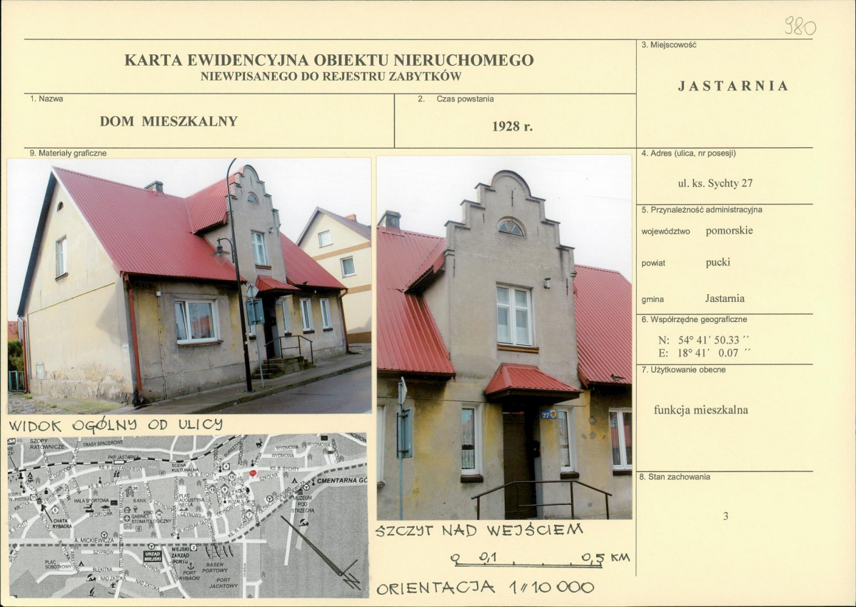 Karta obiektu niewpisanego do rejestru, skan nr 1