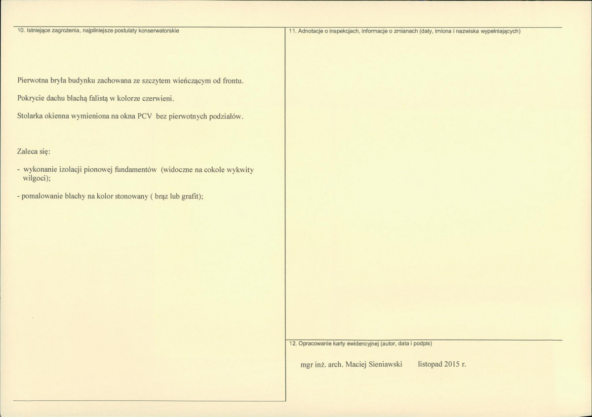 Karta obiektu niewpisanego do rejestru, skan nr 2