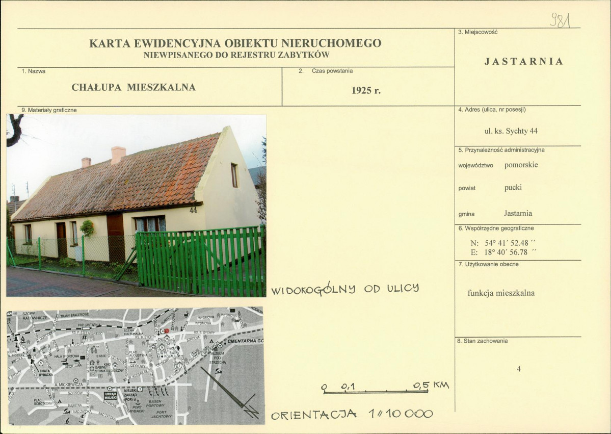 Karta obiektu niewpisanego do rejestru, skan nr 1