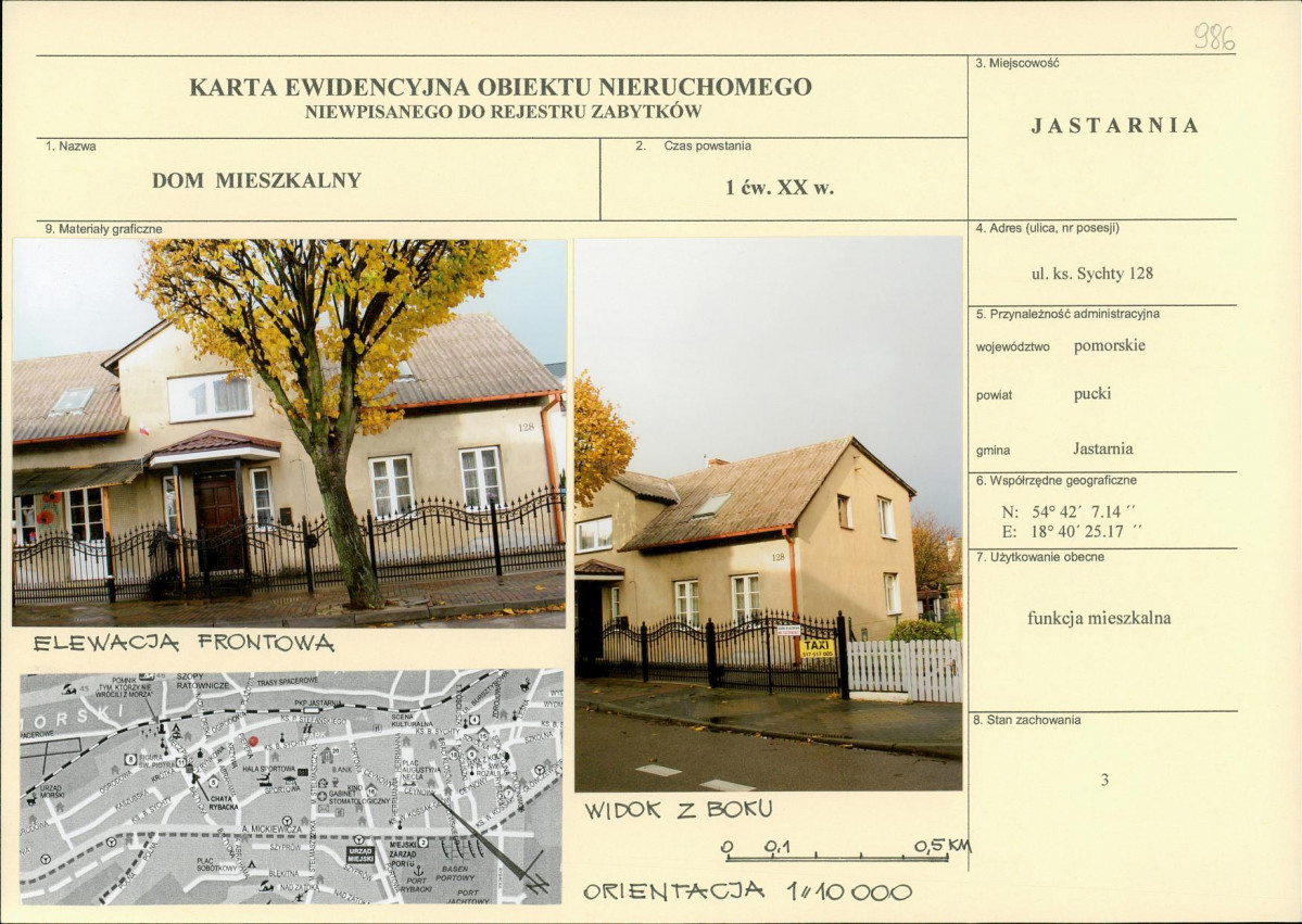 Karta obiektu niewpisanego do rejestru, skan nr 1