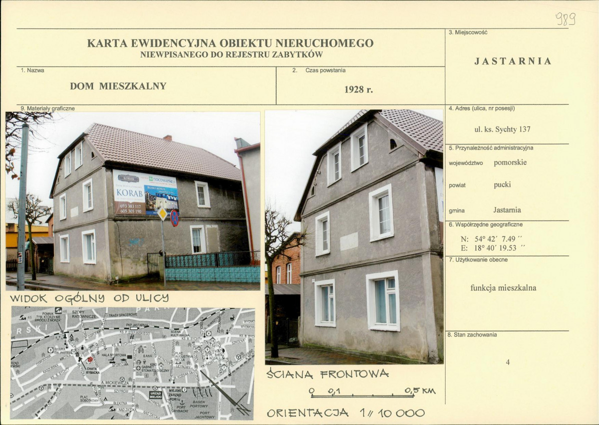 Karta obiektu niewpisanego do rejestru, skan nr 1
