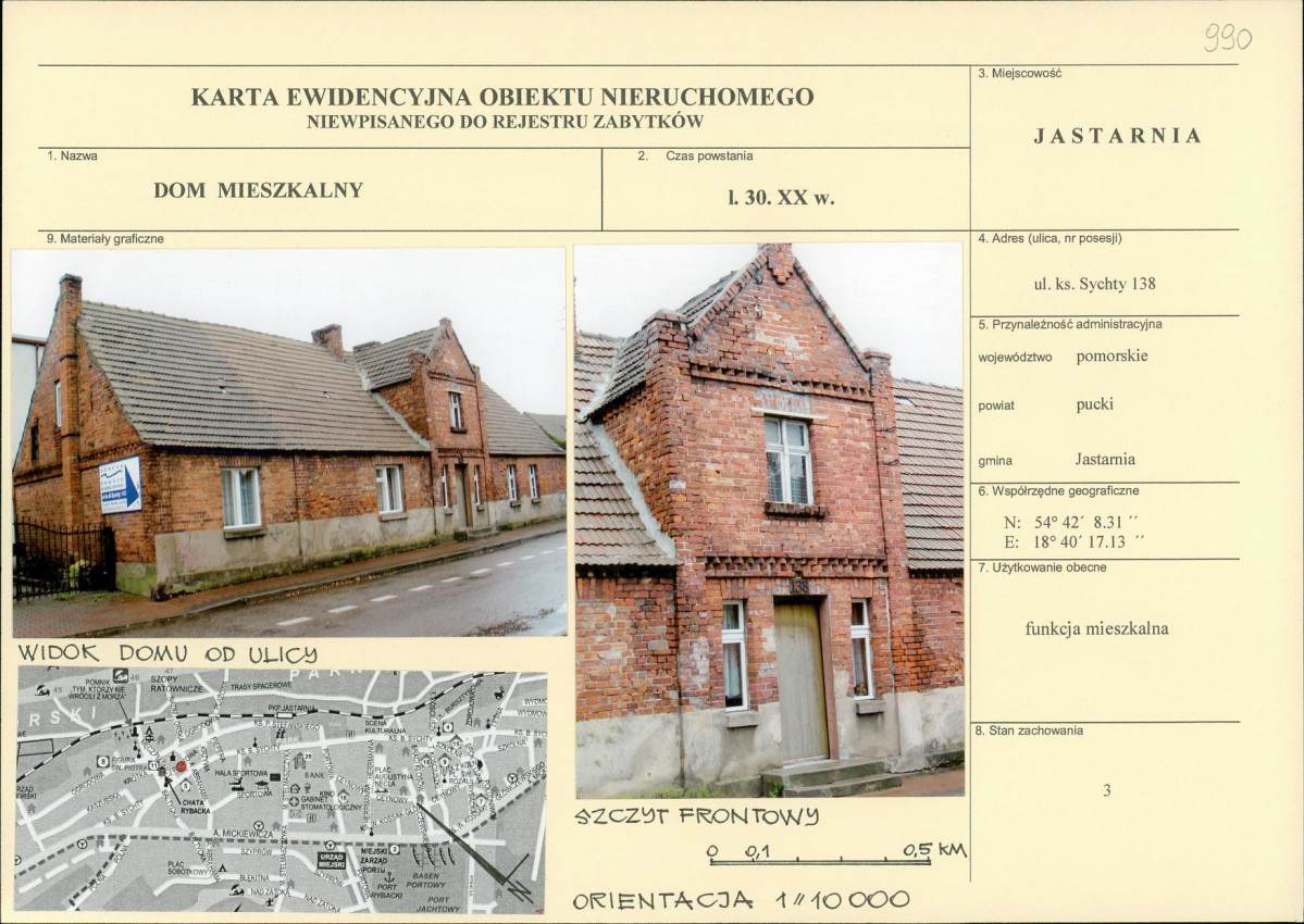 Karta obiektu niewpisanego do rejestru, skan nr 1