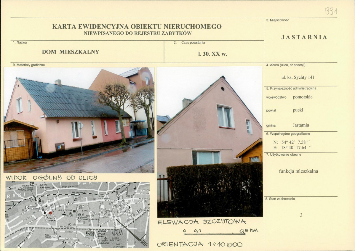 Karta obiektu niewpisanego do rejestru, skan nr 1