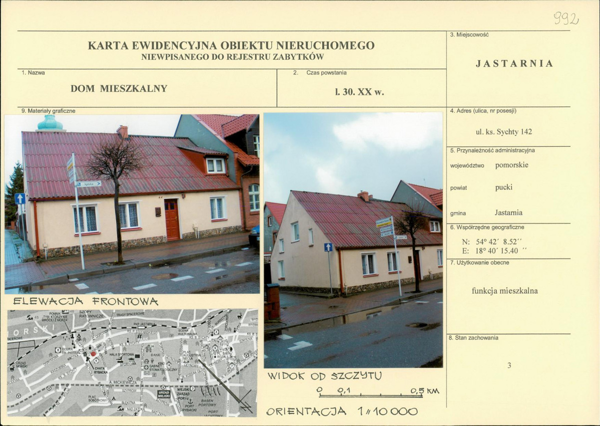 Karta obiektu niewpisanego do rejestru, skan nr 1