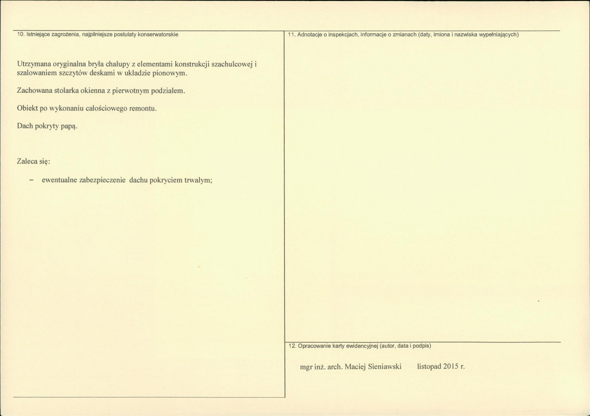 Karta obiektu niewpisanego do rejestru, skan nr 2