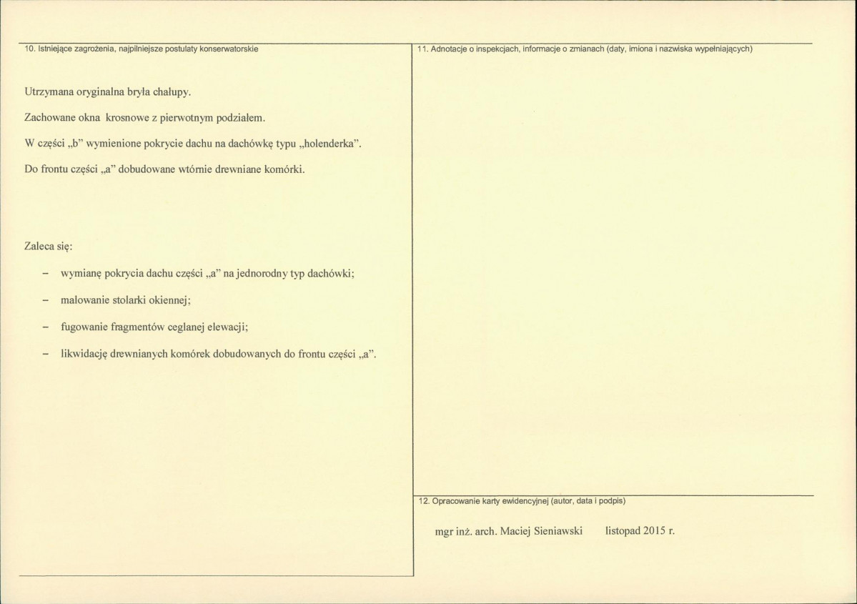 Karta obiektu niewpisanego do rejestru, skan nr 2