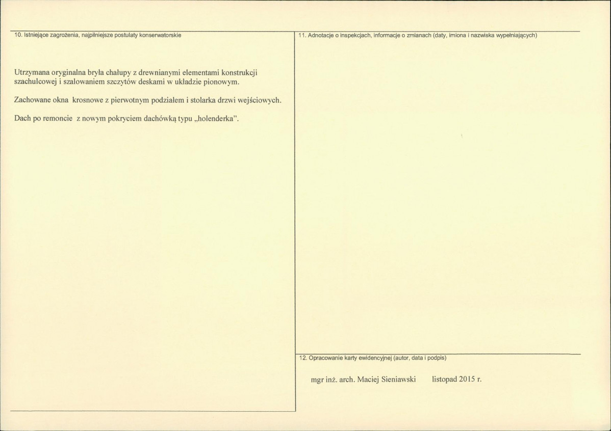 Karta obiektu niewpisanego do rejestru, skan nr 2