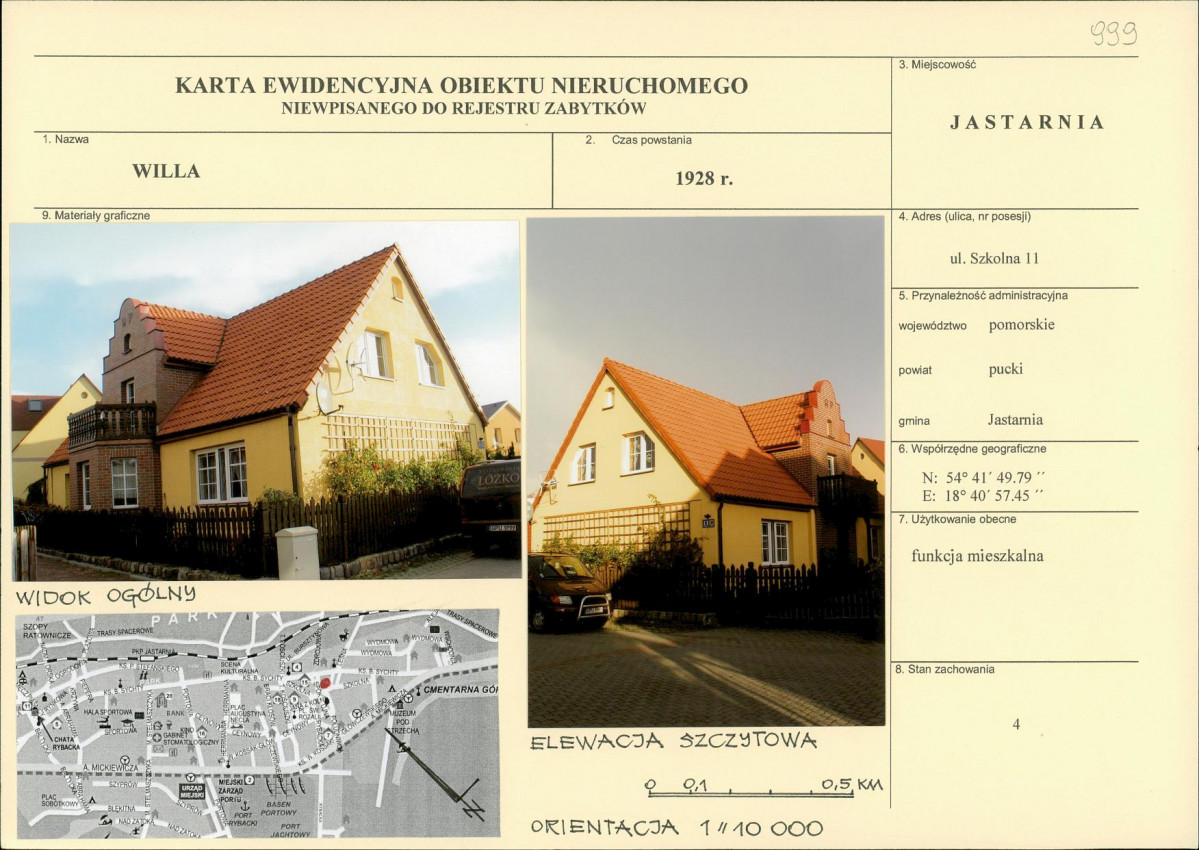 Karta obiektu niewpisanego do rejestru, skan nr 1