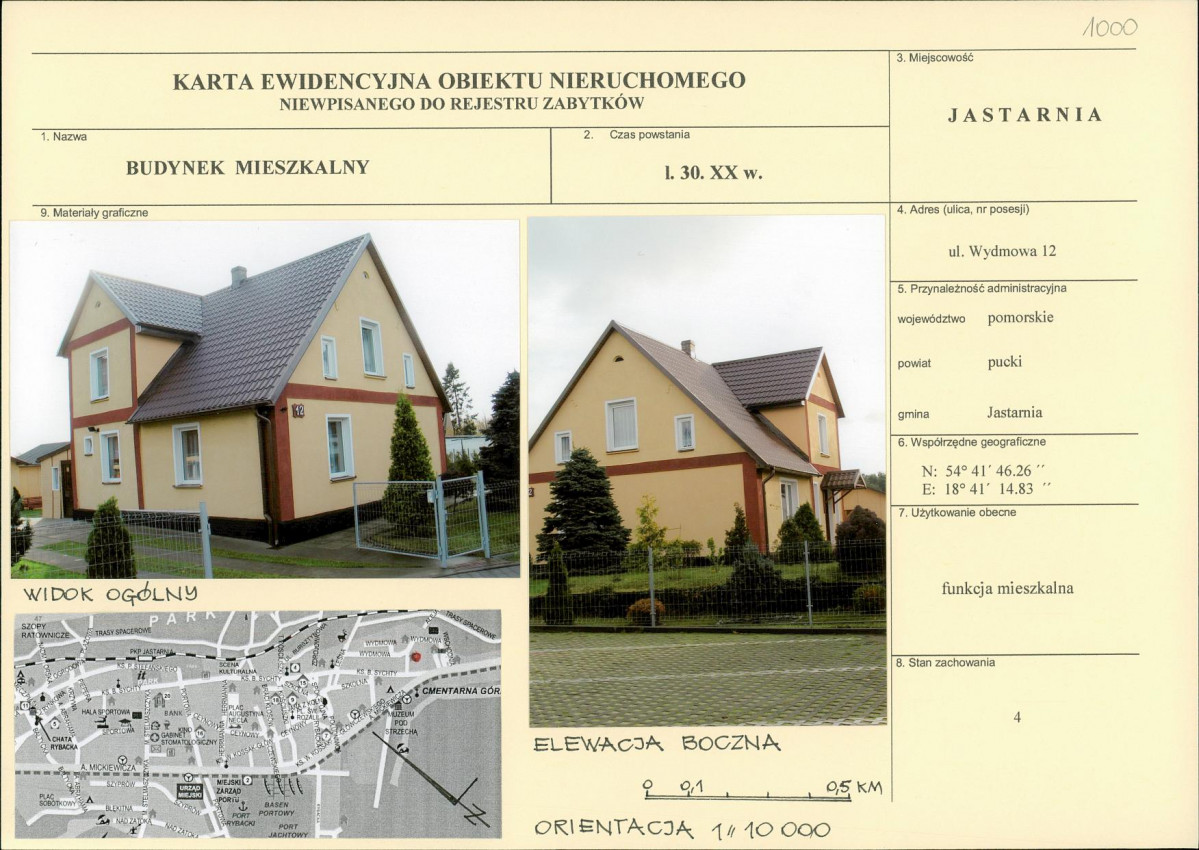 Karta obiektu niewpisanego do rejestru, skan nr 1