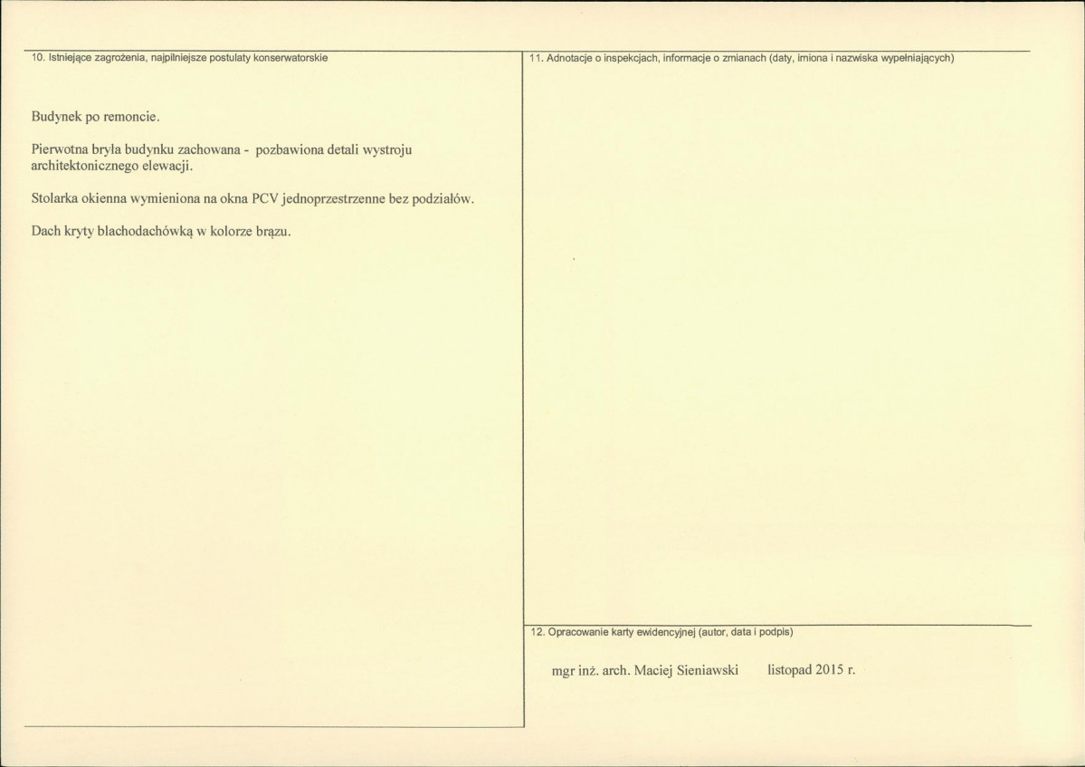 Karta obiektu niewpisanego do rejestru, skan nr 2