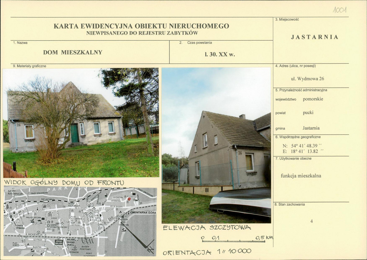 Karta obiektu niewpisanego do rejestru, skan nr 1